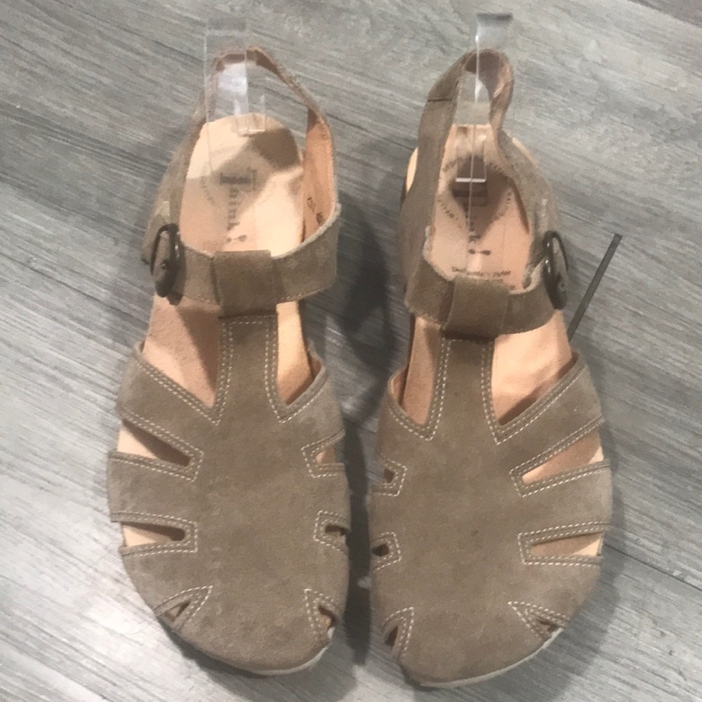 THINK! JULIA MACCHIATO/KOMBI Suede Fisherman Sandals size 8.5